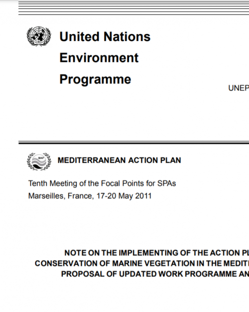 NOTE SUR LA MISE EN ŒUVRE DU PLAN D'ACTION POUR CONSERVATION DE LA VÉGÉTATION MARINE EN MER MÉDITERRANÉE ET PROPOSITION DE PROGRAMME DE TRAVAIL ET CALENDRIER MIS À JOUR
